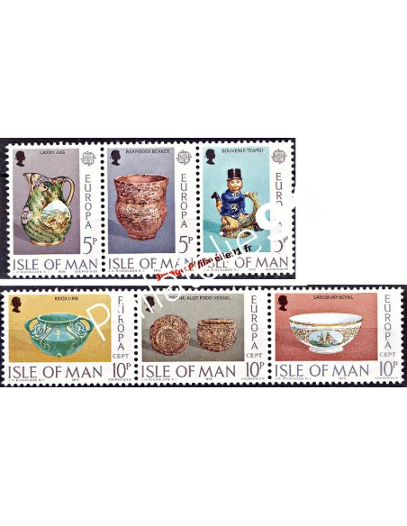 Timbres Île de Man n°75 à 80, Europa, Art céramique, timbres d'Europe