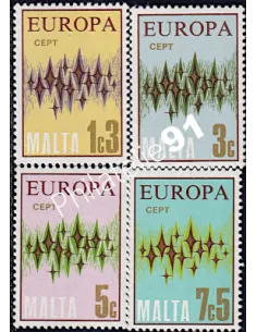 Timbres de MALTE  n° 452 à 455 - EUROPA - 1972