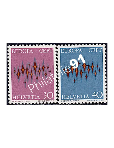 Timbre de SUISSE n° 899 à 900 - EUROPA 1972