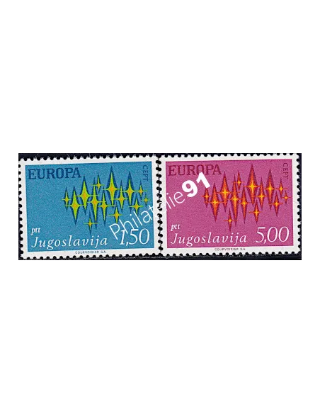 Timbres de Yougoslavie n° 1343-1344, EUROPA 1972, timbres d'Europe