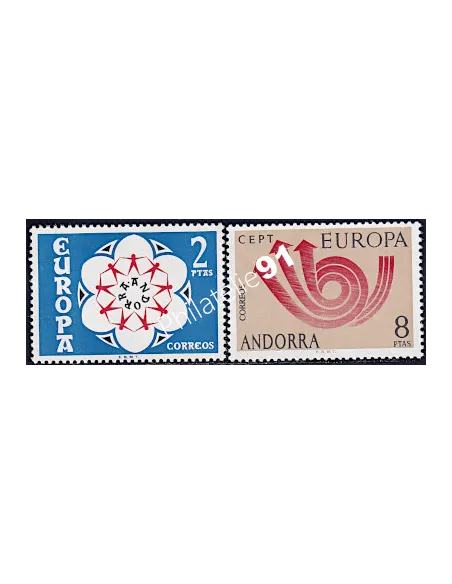 Timbres d’Andorre Espagnol n° 77 et 78 - EUROPA 1973