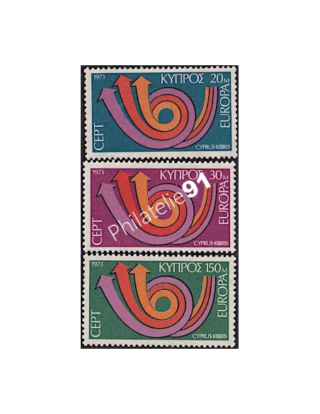 timbres de CHYPRE n° 381 à 383 - EUROPA 1973