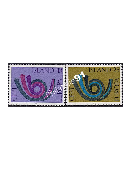Timbres d'Islande n° 424-425, EUROPA 1973, timbres d'Europe