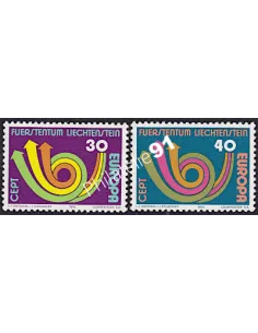 timbre du LIECHTENSTEIN n° 532 et 533 - EUROPA 1973