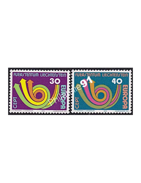 timbre du LIECHTENSTEIN n° 532 et 533 - EUROPA 1973