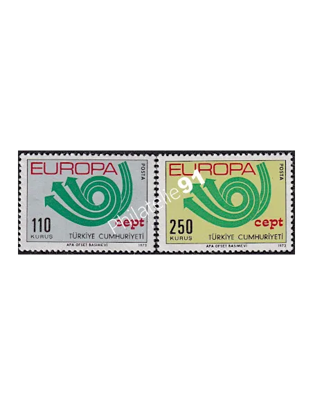 Timbres de Turquie n° 2050-2051, EUROPA 1973, timbres d'Europe