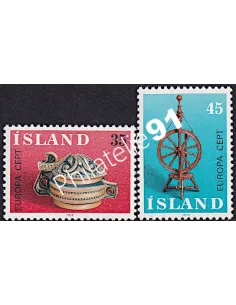 Timbres d'Islande n° 467-468 - EUROPA 1976 - Artisanat, timbres d'Europe
