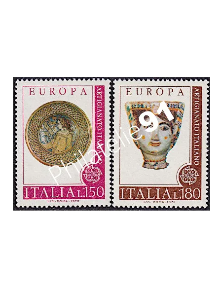 Timbres d'Italie n° 1262-1263 - EUROPA 1976 - Artisanat, timbres d'Europe