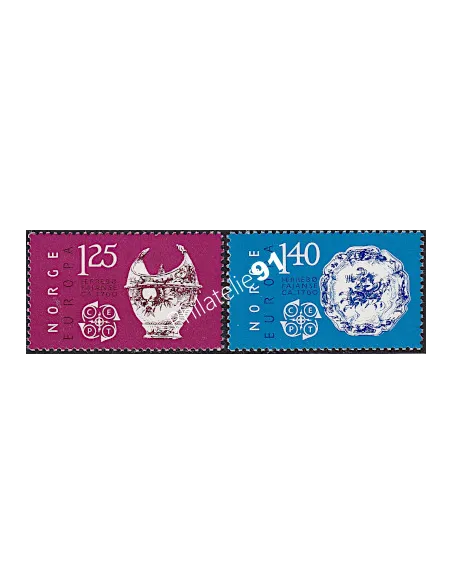 Timbres de Norvège n° 680-681 - EUROPA 1976 - Artisanat, timbres d'Europe