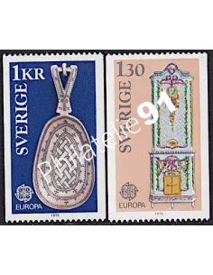 Timbres de Suède n° 923-924 - EUROPA 1976 - Artisanat, timbres d'Europe