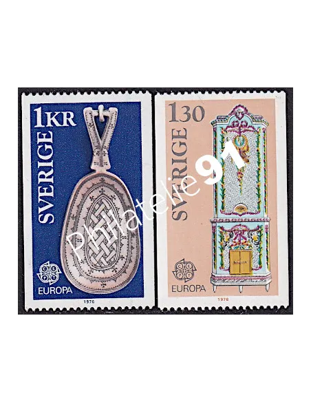 Timbres de Suède n° 923-924 - EUROPA 1976 - Artisanat, timbres d'Europe