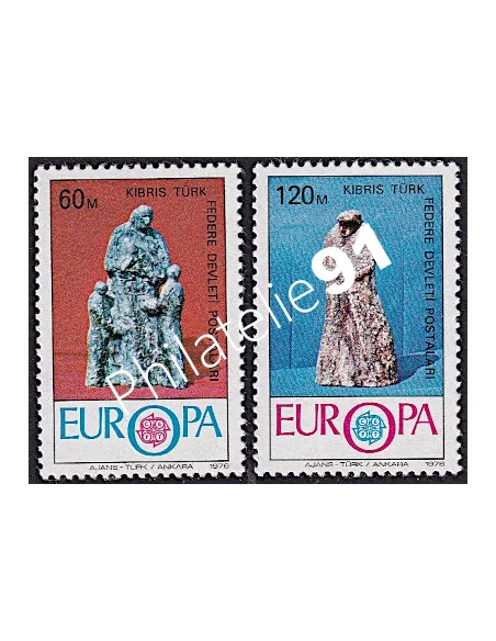 Timbres de Turquie (Adm. Chypre) n° 16-17 - EUROPA 1976 - Artisanat, timbres d'Europe