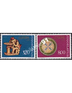 Timbres de Yougoslavie n° 1524-1525 - EUROPA 1976 - Artisanat, timbres d'Europe