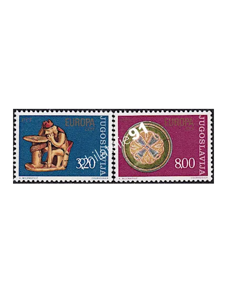 Timbres de Yougoslavie n° 1524-1525 - EUROPA 1976 - Artisanat, timbres d'Europe