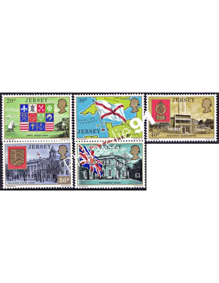 JERSEY - n°   142 à 146 - Armoiries et drapeaux