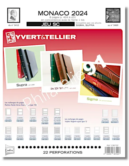Pages SC pour les timbres 2024 de MONACO, Jeux 2024 Yvert et Tellier