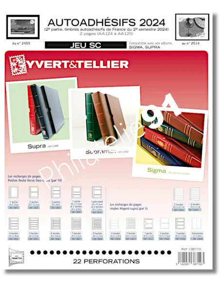Pages SC pour les timbres 2024 de France, Jeux 2024 Yvert et Tellier