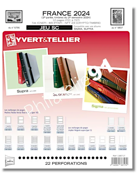 Pages SC pour les timbres 2024 de France, Jeux 2024 Yvert et Tellier