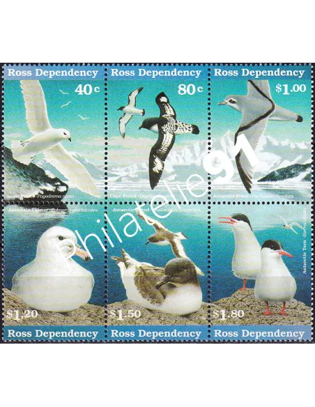 Terre de Ross, n° 50 à 55 neufs, bloc de 6, collection timbres Océanie