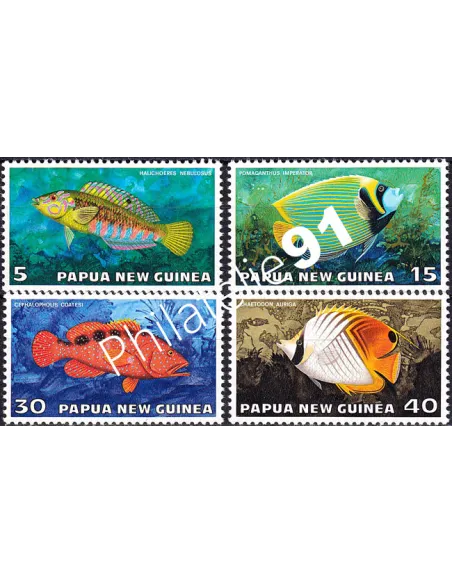 Papouasie-Nouvelle-Guinée, n° 313 à 316, collection timbres Océanie