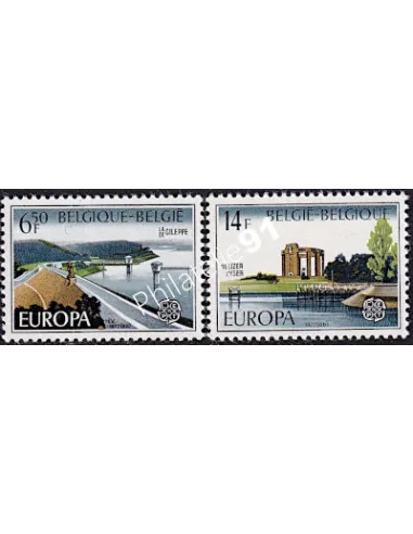 Timbres de BELGIQUE n° 1848 à 1849 - EUROPA 1977 - Paysages