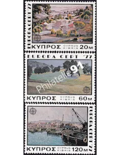 Timbres de Chypre n° 459 à 461, timbres EUROPA, Paysages, timbres d'Europe