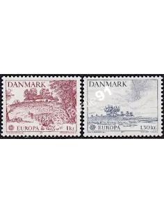 Timbre DANEMARK - n°  640 à 641 - EUROPA 1977 - Paysages