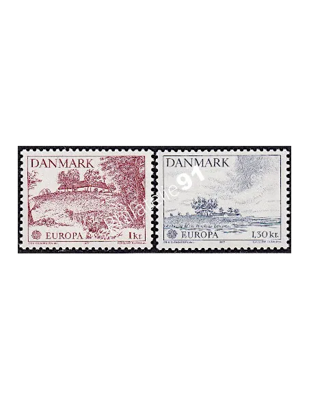 Timbre DANEMARK - n°  640 à 641 - EUROPA 1977 - Paysages