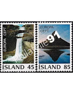 Timbres d'Islande n° 475-476, timbres EUROPA, Paysages, timbres d'Europe