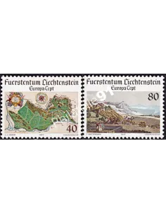 Timbres du Liechtenstein n° 612-613, timbres EUROPA, Paysages, timbres d'Europe