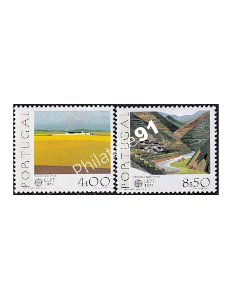 Portugal n° 1340 - 1341, timbres EUROPA, Paysages, timbres d'Europe