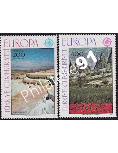 Timbres de Turquie n° 2184-2185, timbres EUROPA, Paysages, timbres d'Europe