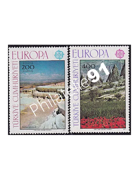 Timbres de Turquie n° 2184-2185, timbres EUROPA, Paysages, timbres d'Europe