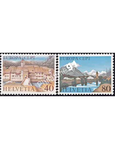 Timbres de Suisse n° 1024-1025, timbres EUROPA, Paysages, timbres d'Europe