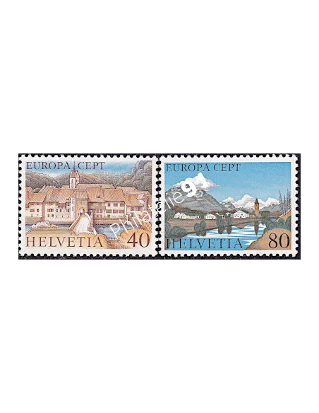 Timbres de Suisse n° 1024-1025, timbres EUROPA, Paysages, timbres d'Europe