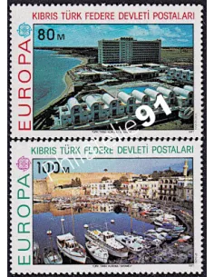 Timbres de Turquie adm. chypre n° 32-33, timbres EUROPA, Paysages, timbres d'Europe