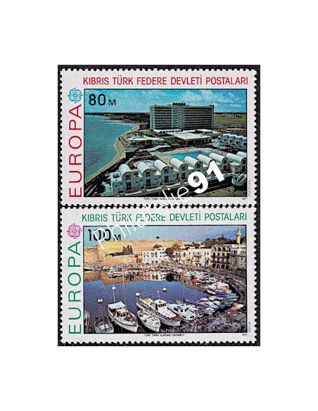 Timbres de Turquie adm. chypre n° 32-33, timbres EUROPA, Paysages, timbres d'Europe