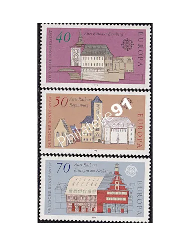 Timbres d'Allemagne RFA n° 816-818,Timbres EUROPA,Monuments, timbres d'Europe