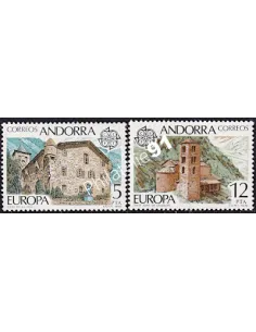 Timbres d'Andorre Espagnol n° 108-109,Timbres EUROPA,Monuments, timbres d'Europe