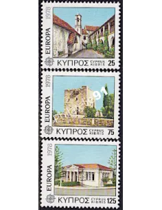 Timbres de Chypre n° 479-481,Timbres EUROPA,Monuments, timbres d'Europe