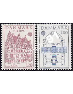 Timbres du Danemark n° 663-664,Timbres EUROPA,Monuments, timbres d'Europe
