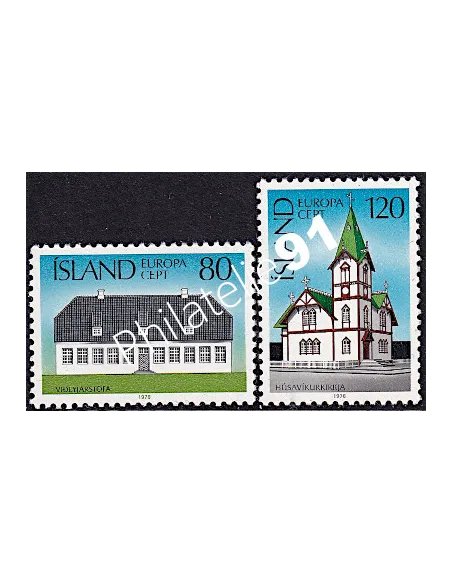 Islande n° 483-484, Timbres EUROPA 1978, Monuments, timbres d'Europe