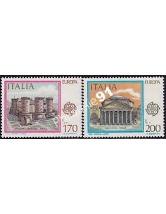 Italie n° 1339-1340, Timbres EUROPA 1978, Monuments, timbres d'Europe
