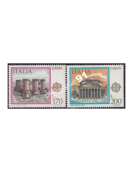 Italie n° 1339-1340, Timbres EUROPA 1978, Monuments, timbres d'Europe
