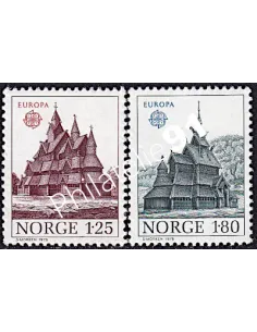 Timbres de Norvège n° 725-726,Timbres EUROPA,Monuments, timbres d'Europe