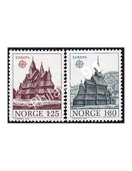 Timbres de Norvège n° 725-726,Timbres EUROPA,Monuments, timbres d'Europe
