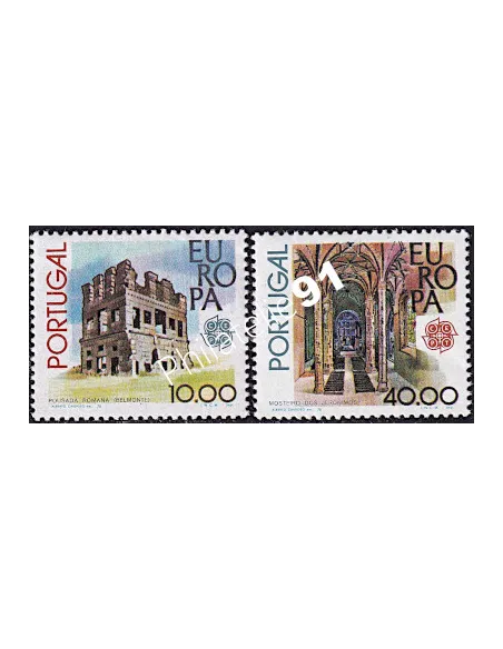 Portugal n° 1383-1384, Timbres EUROPA, Monuments, timbres d'Europe