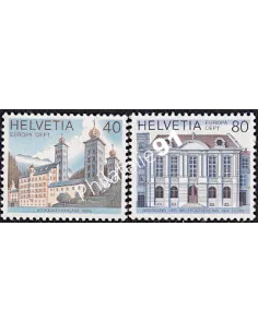 Suisse n° 1058-1059, Timbres EUROPA 1978, Monuments, timbres d'Europe