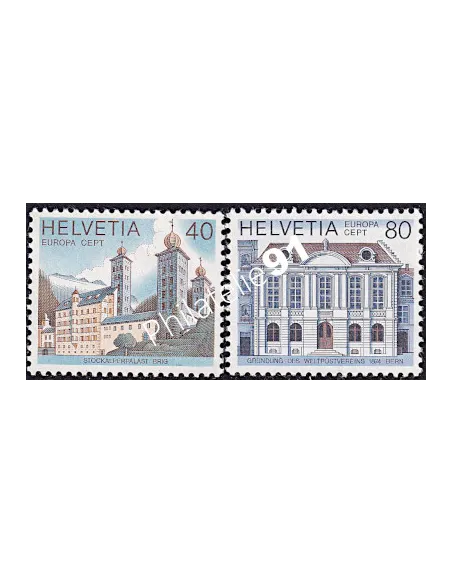 Suisse n° 1058-1059, Timbres EUROPA 1978, Monuments, timbres d'Europe