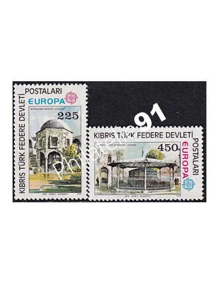Timbres de Turquie (Adm. chypre) n° 46-47,Timbres EUROPA,Monuments, timbres d'Europe